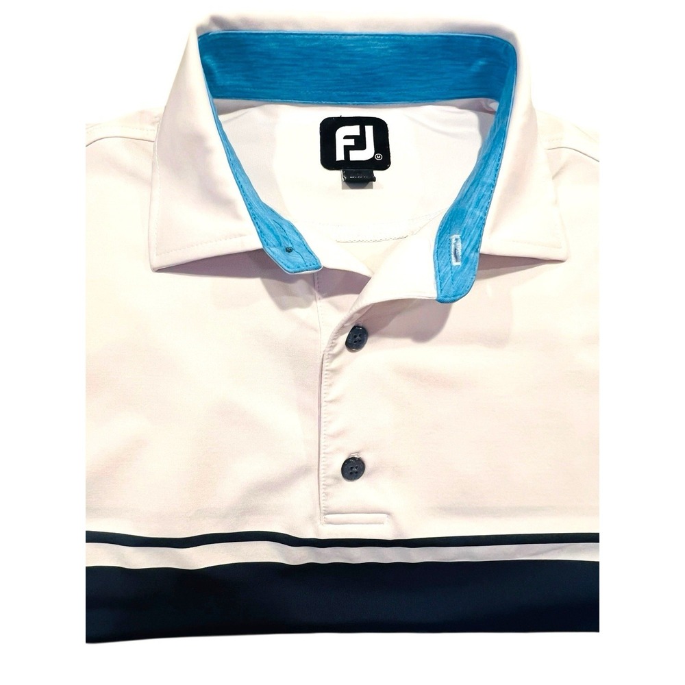 Foot Joy Men's Striped Golf Polo Size Medium Kiskiack Logo Williamsburg Virginia